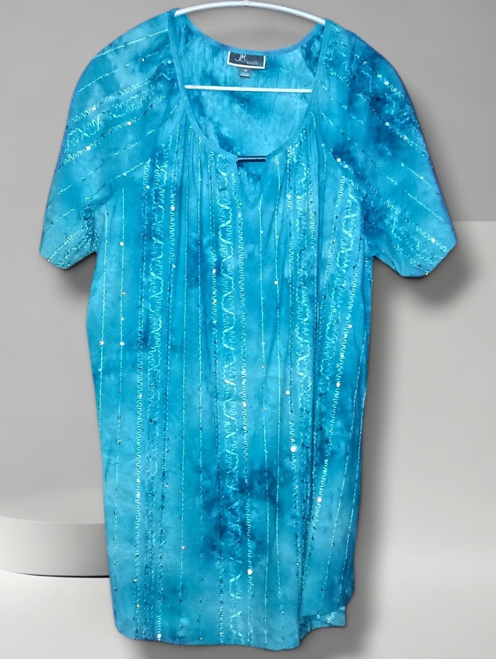 JM Collection Women's Plus Size  Teal  Scoop Neck Blouse